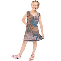 World Map Travel Pattern Architecture Kids  Tunic Dress by uniart180623