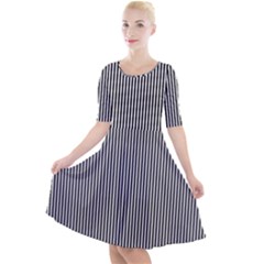 Stripe Line Pattern Black Lines Quarter Sleeve A-line Dress