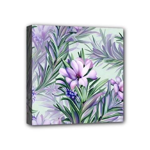 Beautiful Rosemary Floral Pattern Mini Canvas 4  X 4  (stretched)