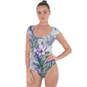 Beautiful Rosemary Floral Pattern Short Sleeve Leotard  View1