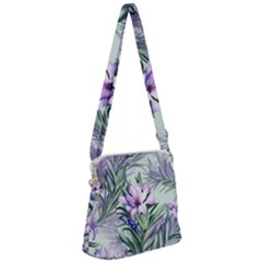 Beautiful Rosemary Floral Pattern Zipper Messenger Bag by Ravend
