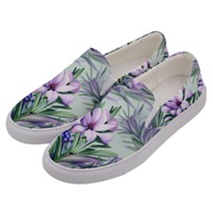 Beautiful Rosemary Floral Pattern Men s Canvas Slip Ons by Ravend