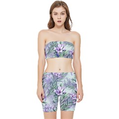 Beautiful Rosemary Floral Pattern Stretch Shorts And Tube Top Set by Ravend
