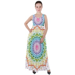 Mandala Pattern Rainbow Pride Empire Waist Velour Maxi Dress