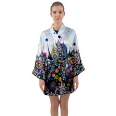 Flower Flowers Flora Floral Nature Watercolor Art Texture Long Sleeve Satin Kimono by Ravend