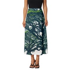 Tree Leaf Green Forest Wood Natural Nature Classic Midi Chiffon Skirt by Ravend