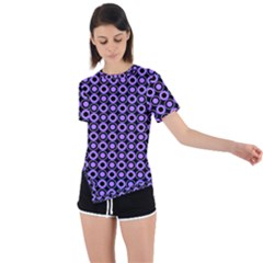 Mazipoodles Purple Donuts Polka Dot  Asymmetrical Short Sleeve Sports Tee by Mazipoodles