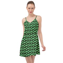 Mazipoodles Green Donuts Polka Dot Summer Time Chiffon Dress by Mazipoodles