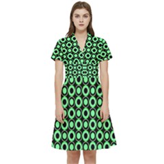 Mazipoodles Green Donuts Polka Dot Short Sleeve Waist Detail Dress by Mazipoodles