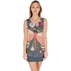 Bug Nature Flower Dragonfly Bodycon Dress by Ravend