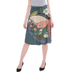 Bug Nature Flower Dragonfly Midi Beach Skirt