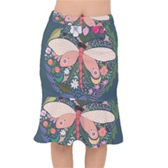 Bug Nature Flower Dragonfly Short Mermaid Skirt by Ravend