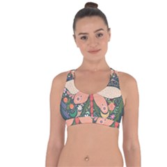 Bug Nature Flower Dragonfly Cross String Back Sports Bra