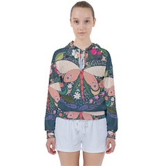 Bug Nature Flower Dragonfly Women s Tie Up Sweat by Ravend