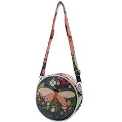 Bug Nature Flower Dragonfly Crossbody Circle Bag by Ravend