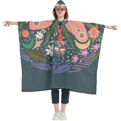 Bug Nature Flower Dragonfly Women s Hooded Rain Ponchos by Ravend