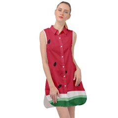 Minimalist Summer Watermelon Wallpaper Sleeveless Shirt Dress