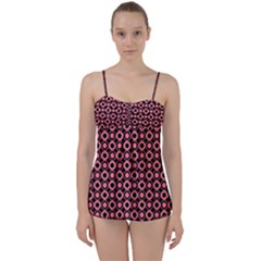 Mazipoodles Red Donuts Polka Dot  Babydoll Tankini Set by Mazipoodles