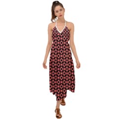Mazipoodles Red Donuts Polka Dot  Halter Tie Back Dress  by Mazipoodles