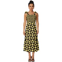  Mazipoodles Yellow Donuts Polka Dot Tie-strap Tiered Midi Chiffon Dress by Mazipoodles