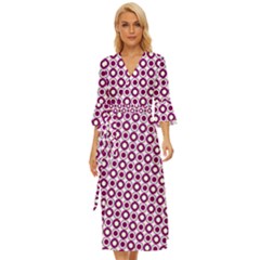 Mazipoodles Magenta White Donuts Polka Dot Midsummer Wrap Dress by Mazipoodles