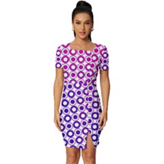 Mazipoodles Pink Purple White Gradient Donuts Polka Dot  Fitted Knot Split End Bodycon Dress by Mazipoodles