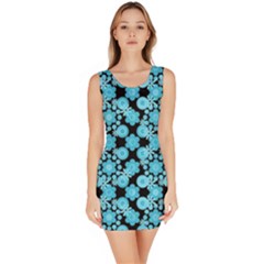 Bitesize Flowers Pearls And Donuts Blue Teal Black Bodycon Dress