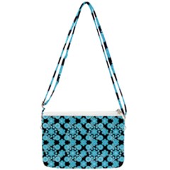 Bitesize Flowers Pearls And Donuts Blue Teal Black Double Gusset Crossbody Bag by Mazipoodles