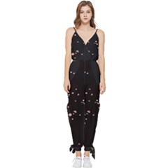 Abstract Rose Gold Glitter Background Sleeveless Tie Ankle Chiffon Jumpsuit by artworkshop