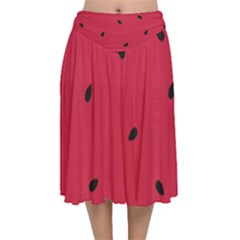 Minimalist Summer Watermelon Wallpaper Velvet Flared Midi Skirt