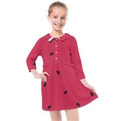 Minimalist Summer Watermelon Wallpaper Kids  Quarter Sleeve Shirt Dress