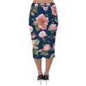 Wallpaper-with-floral-pattern-green-leaf Velvet Midi Pencil Skirt View2