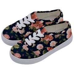 Wallpaper-with-floral-pattern-green-leaf Kids  Classic Low Top Sneakers by designsbymallika