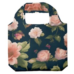 Wallpaper-with-floral-pattern-green-leaf Premium Foldable Grocery Recycle Bag by designsbymallika