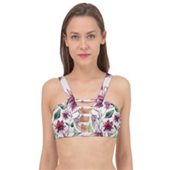 Floral Pattern Cage Up Bikini Top by designsbymallika