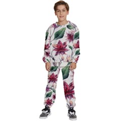 Floral Pattern Kids  Sweatshirt Set by designsbymallika