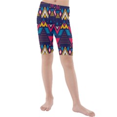 Pattern Colorful Aztec Kids  Mid Length Swim Shorts by Ravend