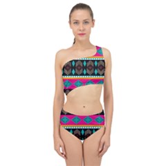 Abstract Art Pattern Design Vintage Spliced Up Two Piece Swimsuit