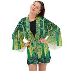 Nature Trees Forest Mystical Forest Jungle Long Sleeve Kimono