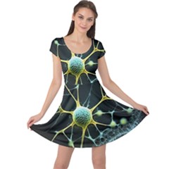 Ai Generated Neuron Network Connection Cap Sleeve Dress by Ravend