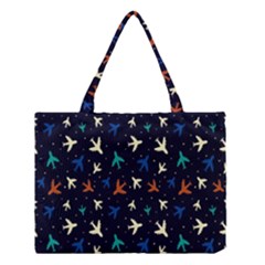 Blue Background Cute Airplanes Medium Tote Bag by ConteMonfrey