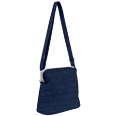 Digital Dark Blue Linen Zipper Messenger Bag by ConteMonfrey