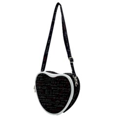 Black Background With Text Overlay Digital Art Mathematics Heart Shoulder Bag by uniart180623