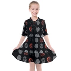 Black And Multicolored Polka Dot Artwork Digital Art Kids  All Frills Chiffon Dress by uniart180623