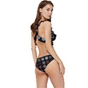 Black And Multicolored Polka Dot Artwork Digital Art Low Cut Ruffle Edge Bikini Set View3