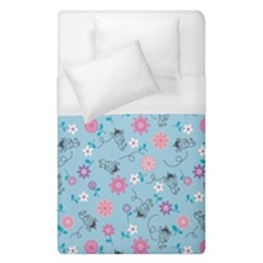 Pink And Blue Floral Wallpaper Duvet Cover (single Size) by uniart180623