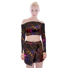 Abstract Light Star Design Laser Light Emitting Diode Off Shoulder Top With Mini Skirt Set by uniart180623