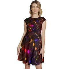 Abstract Light Star Design Laser Light Emitting Diode Cap Sleeve High Waist Dress by uniart180623