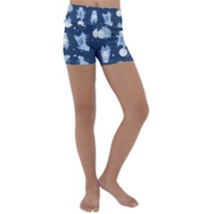 Bear Pattern Patterns Planet Animals Kids  Lightweight Velour Yoga Shorts by uniart180623