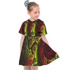 Green And Red Lights Wallpaper Fractal Digital Art Artwork Kids  Sailor Dress by uniart180623